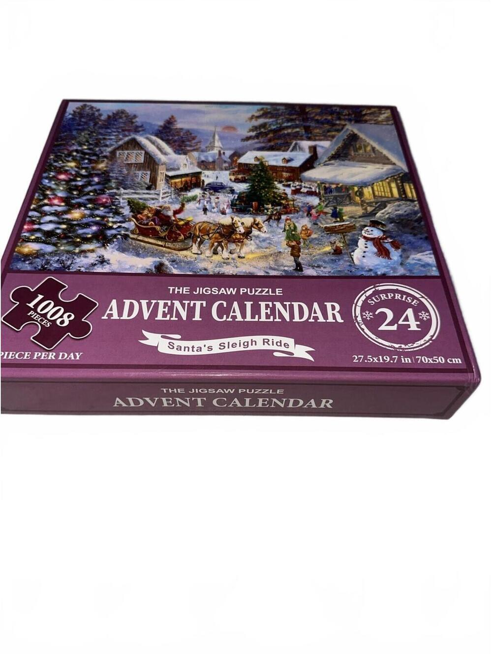 Jigsaw Puzzles Advent Calendar 1008 pcsTotal (42pcs /day) Santa Sleigh Ride NIB
